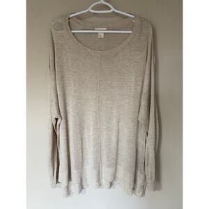 H & M Lightweight Oatmeal Crewneck Hi Low Hem Tunic Sweater XL